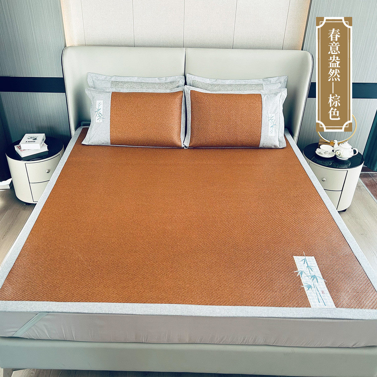 OLD MAT CRAFTSMAN RATTAN MAT MAT THREE-PIECE SET DOUBLE FOLDABLE THICKENED MAT SINGLE DOUBLE NATURAL SUMMER RATTAN MAT