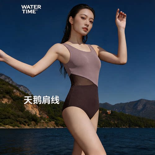 WaterTime竞速泳衣女新款游泳馆专用连体三角高级显瘦度假游泳装