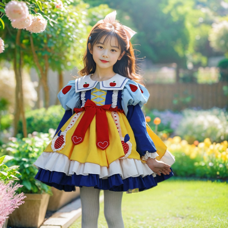 女童洛丽塔春秋装迪斯尼白雪公主连衣裙高端洋气周岁生日礼服裙子