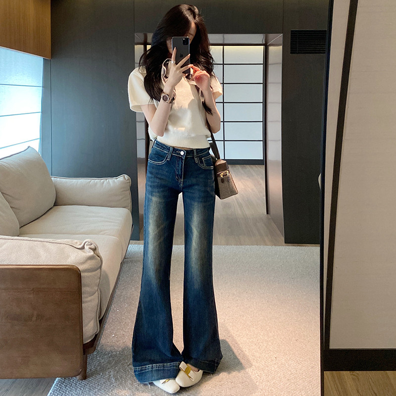韩版百搭微喇牛仔裤女2025秋季新款修身显瘦气质时尚休闲喇叭裤子