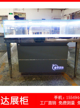 不锈钢珠宝首饰透明玻璃展示柜精品陈列柜带灯带锁订做柜