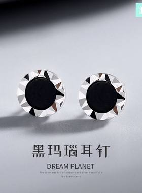 维罗纳S925纯银百搭黑玛瑙耳钉