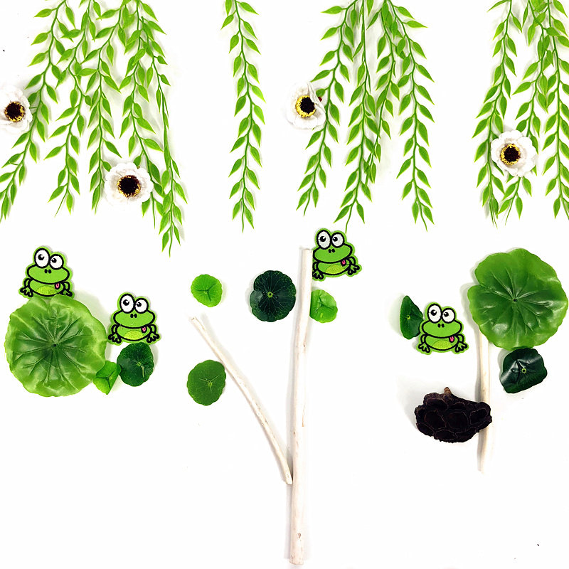 幼儿园手工制作材料小学黑板报装饰青蛙荷叶垂柳墙贴画走廊壁画