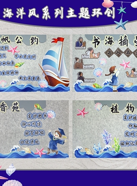 海洋风班级墙贴公约公告栏