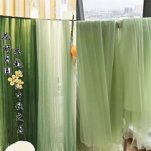 幼儿园小学民宿环创主题墙绿色系国风新中式婚纱礼服汉服材料纱幔