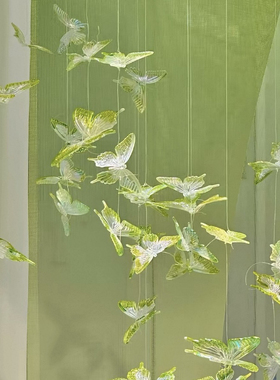 幼儿园春夏主题环创diy幻彩蝴蝶挂饰商场店铺绿色系背景装扮纱幔