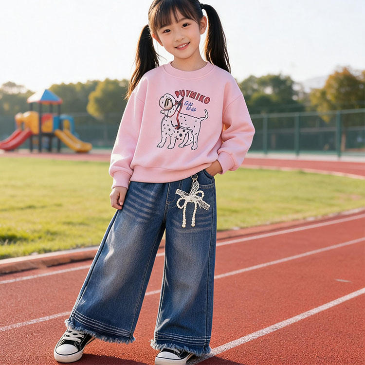 秋季新款女童时髦穿搭牛仔裤韩版裤子