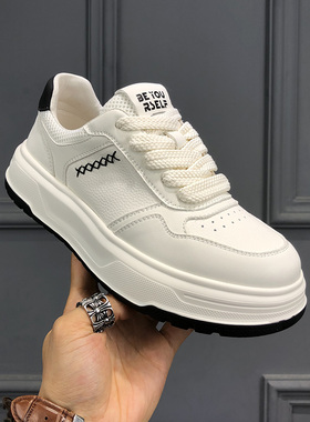 2026春季新款男鞋休闲板鞋黑白拼色增高厚底板鞋百搭潮流运动鞋潮