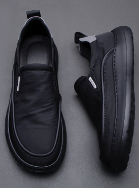 欧洲站春季潮牌男鞋新款冰丝布面透气休闲鞋一脚蹬懒人板鞋乐福鞋