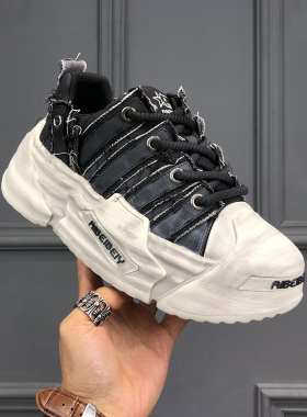 复古做旧厚底板鞋男2026春季新款欧货百搭增高休闲鞋时尚潮流男鞋