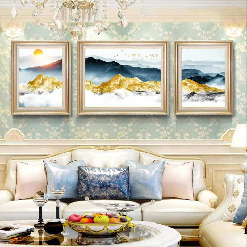 客厅装饰画精品油画肌理墙画背靠金山壁画高级艺术沙发背景墙挂画
