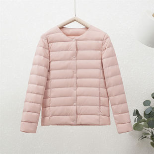 轻薄羽绒棉服女圆领内胆短款无领纯色保暖简约轻便内搭外套时尚感