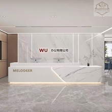 定制简约现代公司前台烤漆吧台大理石酒店会所接待台美容院收银台