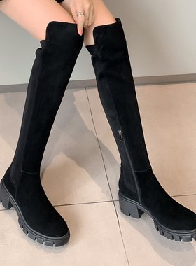 英伦内增高过膝优雅显瘦高跟秋冬