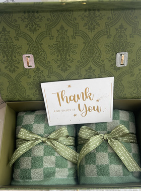 绿色系手提硬纸盒丝巾礼盒伴手礼结婚满月礼毛巾小熊生日商务礼品