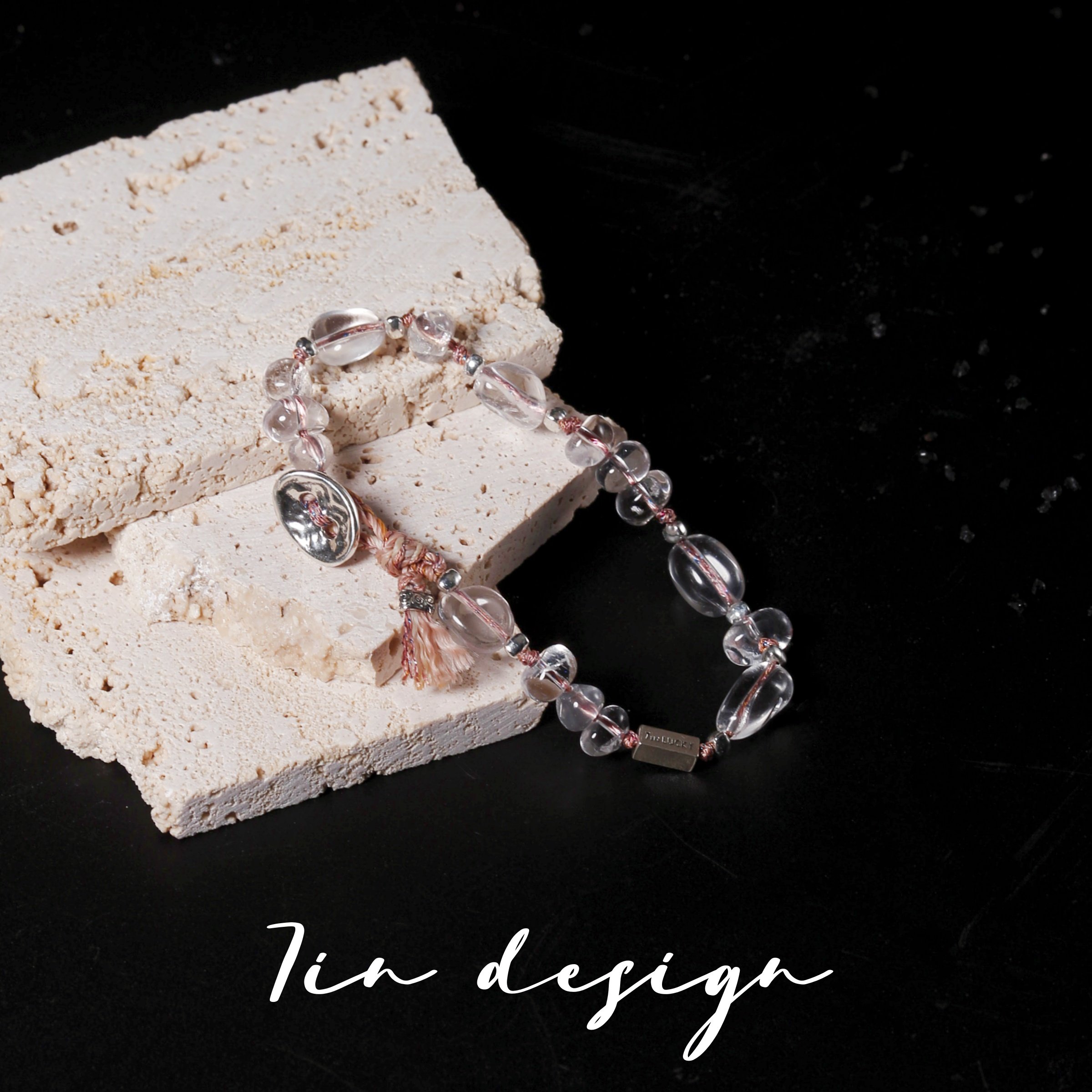 7in【拂白】原创设计师轻奢小众天然白水晶手串手工编织串珠手链