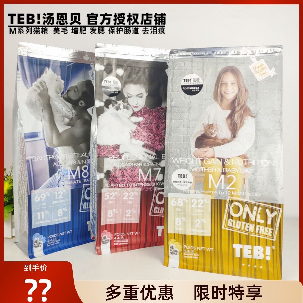 TEB汤恩贝猫粮全期全猫成猫粮2KG/5.4KG赛级增肥美毛