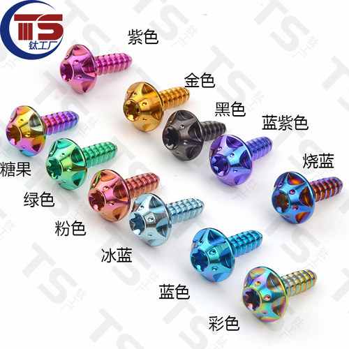 TS 钛工厂钛合金板牙自攻花式平头M4/M5 摩托车外壳改装