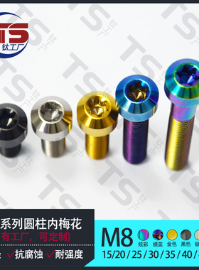 TS圆柱内梅花钛合金螺丝M8X10/15/20-110正反丝摩托车卡钳改装