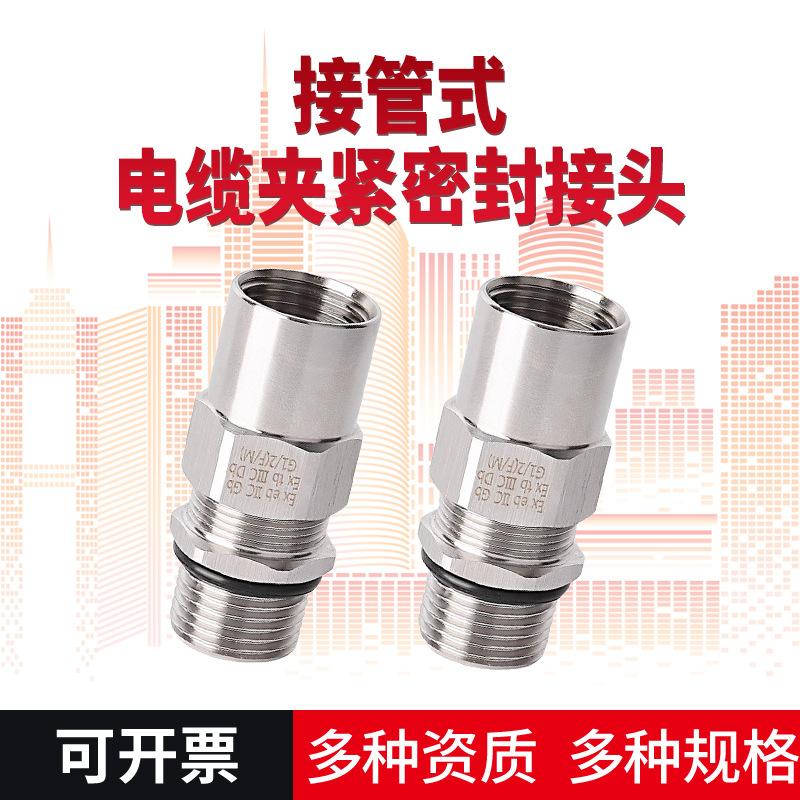 不锈钢接管式防爆格兰头双密封填料函防水尘铠装电缆夹紧密封接头