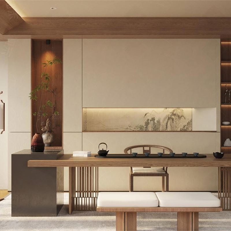 新中式实木茶桌椅组合禅意简约宋式美学茶台办公室会所泡茶桌定制