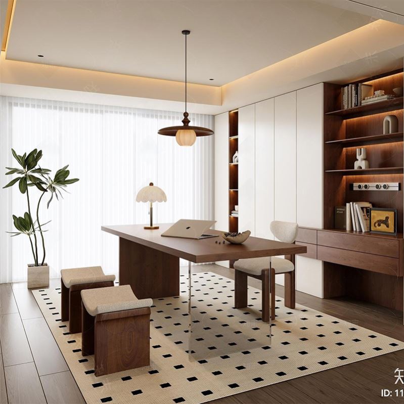 中古实木书桌椅组合宋代美学禅意书房办公桌写字台办公桌家具定制