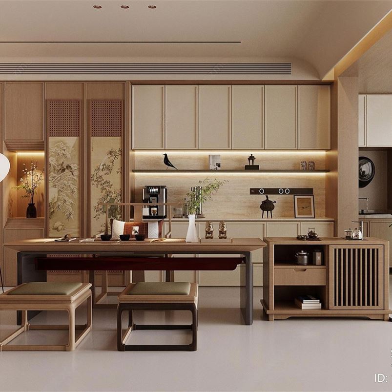 宋式风家具实木茶桌椅组合禅意功夫茶室茶楼茶台会所泡茶桌可定制