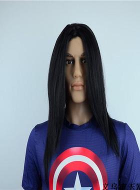 黑色中分假发模仿刘欢舞台表演假发男女反串假发整顶假发特价包邮