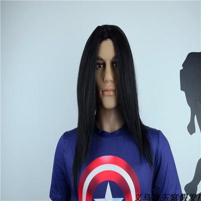 测试推荐黑色中分反串整顶假发