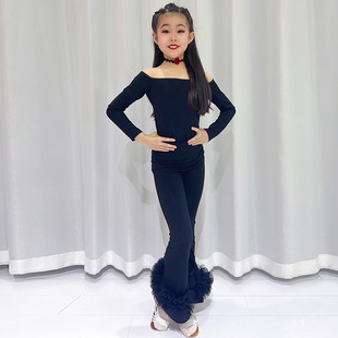 拉丁舞练功服秋冬女儿童成人新款训练套装少儿拉丁舞裤子表演出服