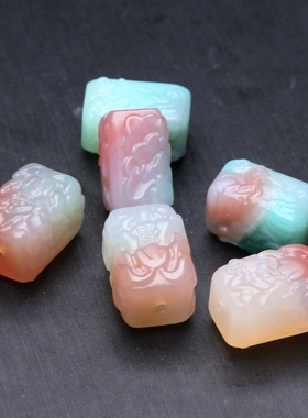 11x16mm天然盐源玛瑙凤戏牡丹散珠背云  DIY手链项链配饰