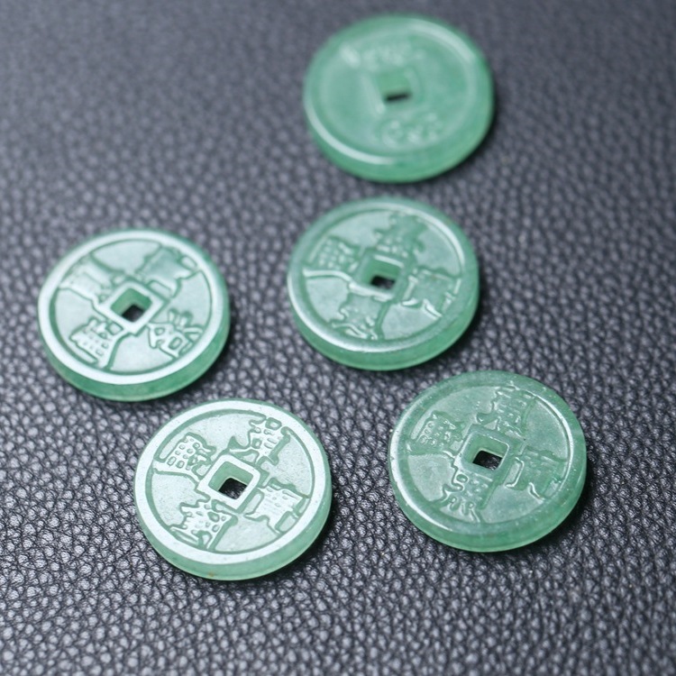 25mm天然东陵玉五帝钱吊坠乾隆顺治康熙雍正嘉庆古币 玉石吊坠