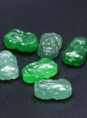 12x19mm天然东陵玉干青通孔貔貅背云吊坠 DIY手链项链配饰