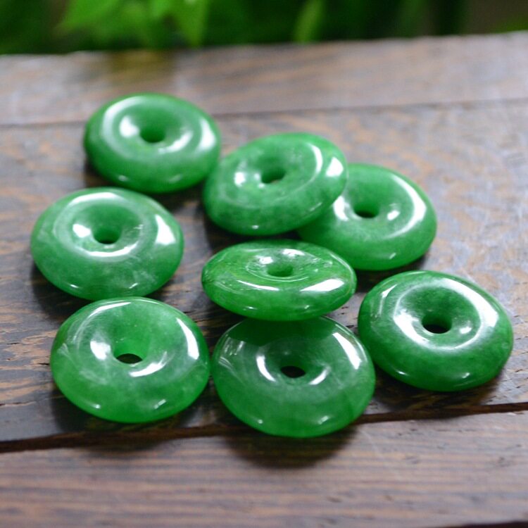 14mm翡翠干青平安扣吊坠 diy耳环手链项链配件