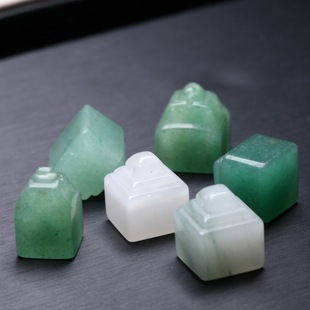 玉石小印章光面无字 13x13mm天然东陵玉天山翠印章称心如意吊坠