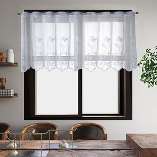 透光短纱帘帘头纯色织花 时尚 现代成品小窗帘卧室帘简约装 饰新中式