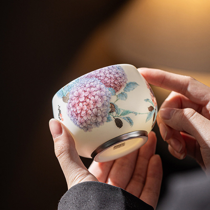 黄旭东羊脂玉白瓷茶杯女士个人主茶杯