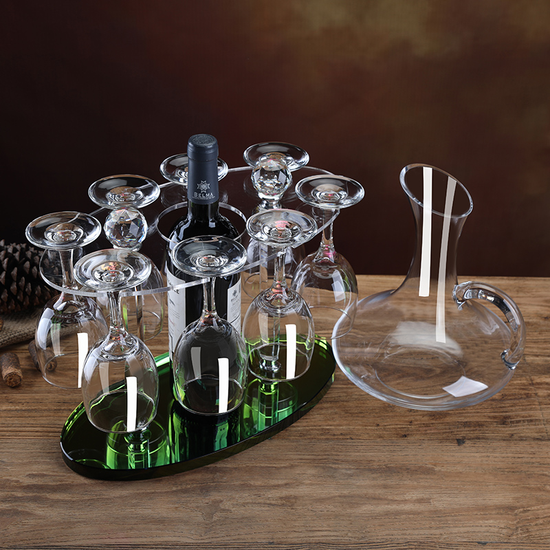 水晶玻璃加高旋转倒挂档红酒杯架 高脚杯 葡萄酒杯醒酒器套装杯架