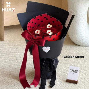 圆舞曲定型片波点内衬白卡纸鲜花包装纸材料手工diy包花纸