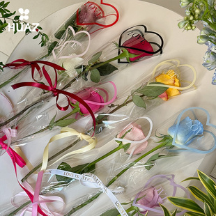 海洋之心花束单支花袋玫瑰鲜花单支袋包装袋透明防水袋