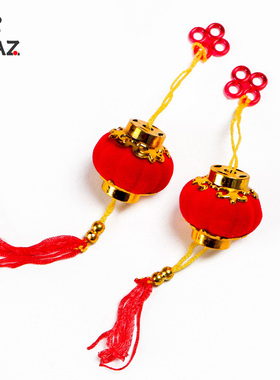 灯笼挂件年宵花挂饰福桶挂件配饰小灯笼花艺新年红灯笼植绒小配件