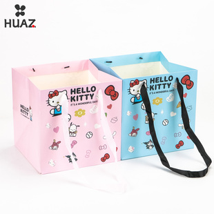 新款kt猫手提袋包装袋花艺包装盒零食花束抱抱桶花店包装材料