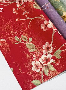 红色包装纸礼物包装纸高级感结婚礼品包装纸中国古风鲜花包装材料