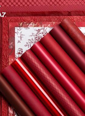 结婚喜庆酒红色系鲜花包装纸鲜花包装材料花束造型纸花店手工diy