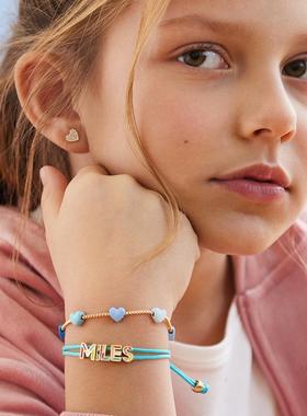 情人节跨境儿童彩色爱心渐变色手链ins时尚可爱电镀真金欧美饰品