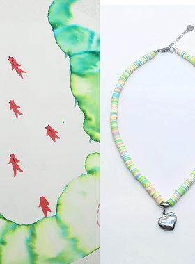 原创男女儿童彩色软陶项链圈休闲时尚日常潮酷趣味舞台表演配饰品