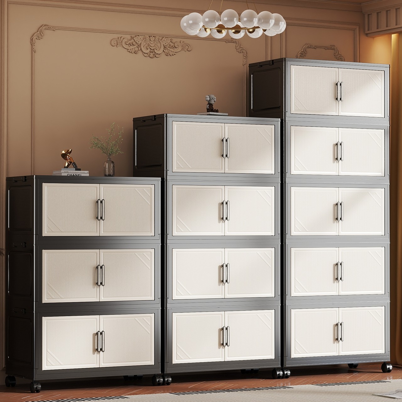 多层折叠式塑料收纳柜家用免安装可移动储物柜客厅卧室置物整理箱,收纳整理,鞋柜,淘宝优惠券,粉丝福利购,淘宝优惠卷