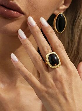 Vintage Red Gemstone Open Ring Earrings for Women Girls Exag