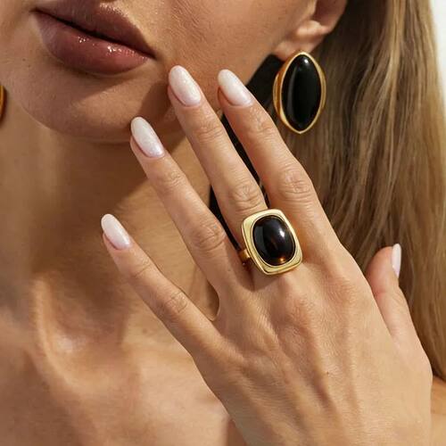 Vintage Red Gemstone Open Ring Earrings for Women Girls Exag