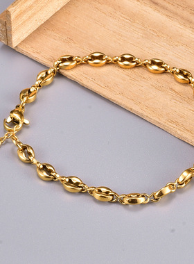 18KGP Stainless Steel Bracelet Coffee Beans Chain Bracelet F